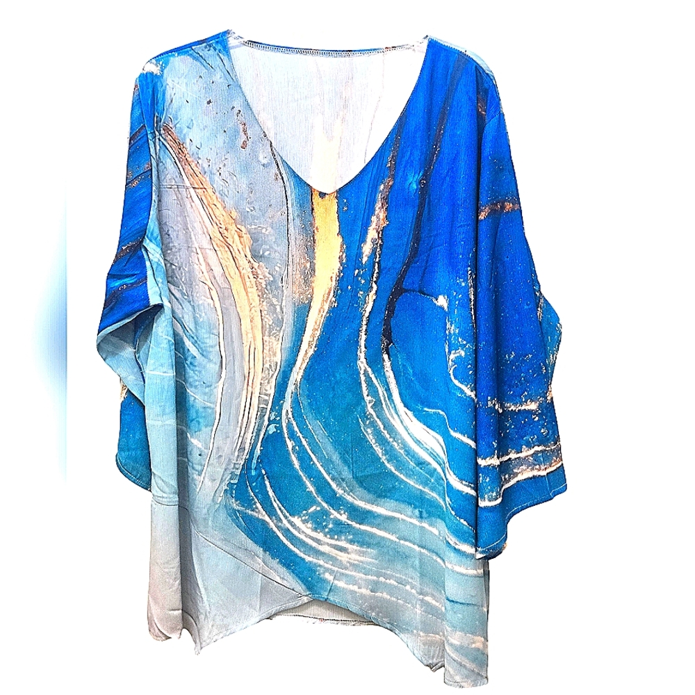 261T449 NNT Blue Abstract Design Tunic